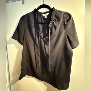 Nine West Black Ruffled V-Neck Top